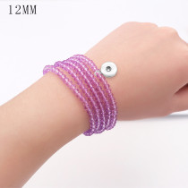 80CM 1 buttons With  snap Imitation crystal  Elasticity  bracelet fit12MM snaps jewelry