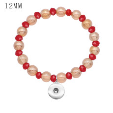 1 buttons With  snap Glass beads  Elasticity  bracelet fit12MM snaps jewelry