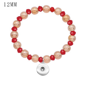 1 buttons With  snap Glass beads  Elasticity  bracelet fit12MM snaps jewelry