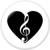 20MM   Music  Print   glass  snaps buttons
