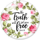 20MM   Flower  words   Print   glass  snaps buttons
