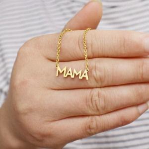 Mama Mother Necklace English Word Mother's Day Stainless Steel Necklace 40CM