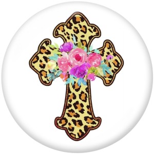 20MM  Cross   Print   glass  snaps buttons
