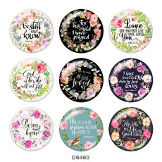20MM   Flower  words   Print   glass  snaps buttons