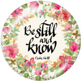 20MM   Flower  words   Print   glass  snaps buttons
