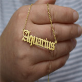 45CM New Stainless Steel Twelve Constellation Necklace Ancient English Letter Clavicle Necklace
