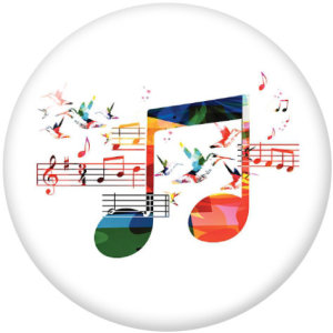 20MM   Music  Print   glass  snaps buttons