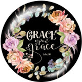 20MM   Flower  words   Print   glass  snaps buttons