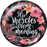 20MM   Flower  words   Print   glass  snaps buttons