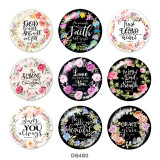 20MM   Flower  words   Print   glass  snaps buttons