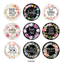 20MM   Flower  words   Print   glass  snaps buttons