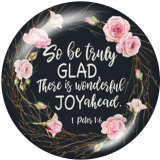 20MM   Flower  words   Print   glass  snaps buttons