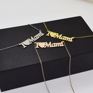 Mama Mother Necklace English Word Mother's Day Stainless Steel Necklace 40CM