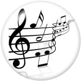 20MM   Music  Print   glass  snaps buttons
