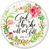 20MM   Flower  words   Print   glass  snaps buttons