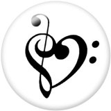 20MM   Music  Print   glass  snaps buttons