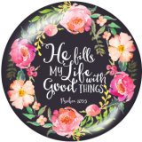 20MM   Flower  words   Print   glass  snaps buttons