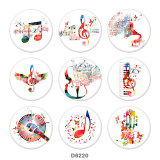 20MM   Music  Print   glass  snaps buttons