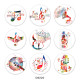 20MM   Music  Print   glass  snaps buttons