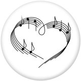 20MM   Music  Print   glass  snaps buttons