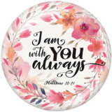 20MM   Flower  words   Print   glass  snaps buttons