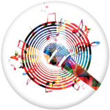 20MM   Music  Print   glass  snaps buttons
