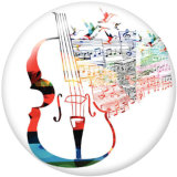 20MM   Music  Print   glass  snaps buttons