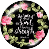 20MM   Flower  words   Print   glass  snaps buttons