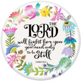 20MM   Flower  words   Print   glass  snaps buttons