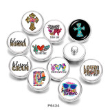 20MM  Cross   Print   glass  snaps buttons