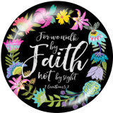 20MM   Flower  words   Print   glass  snaps buttons