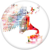 20MM   Music  Print   glass  snaps buttons