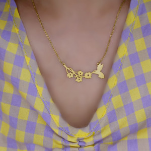 Olive Bird Branch All-match Stainless Steel Necklace 45CM