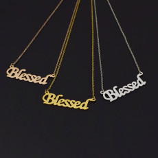 Blessed stainless steel 45CM necklace simple creative letter pendant lucky couple gift