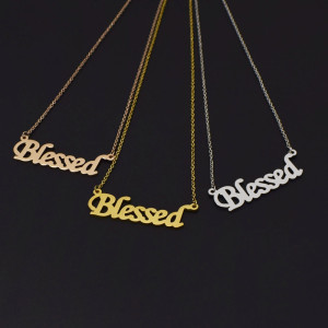 Blessed stainless steel 45CM necklace simple creative letter pendant lucky couple gift