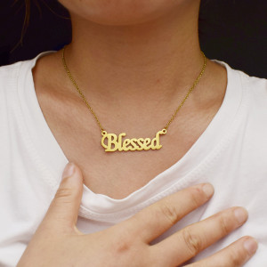 Blessed stainless steel 45CM necklace simple creative letter pendant lucky couple gift