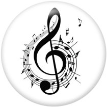 20MM   Music  Print   glass  snaps buttons