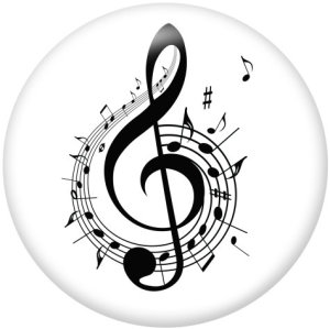 20MM   Music  Print   glass  snaps buttons