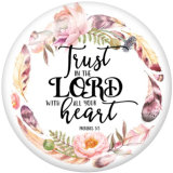 20MM   Flower  words   Print   glass  snaps buttons