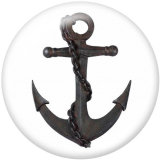 20MM  Ship's   anchor   Print   glass  snaps buttons Beach Ocean