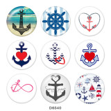 20MM  Ship's   anchor   Print   glass  snaps buttons  Beach Ocean