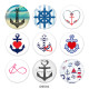 20MM  Ship's   anchor   Print   glass  snaps buttons  Beach Ocean
