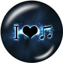 20MM   Music  Print   glass  snaps buttons