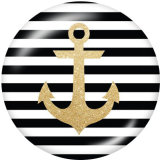 20MM  Ship's   anchor   Print   glass  snaps buttons Beach Ocean