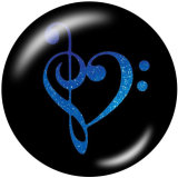 20MM   Music  Print   glass  snaps buttons