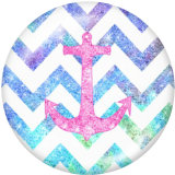 20MM  Ship's   anchor   Print   glass  snaps buttons Beach Ocean