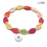 1 buttons With  snap leaf Natural stone Elasticity  bracelet fit12MM  snaps jewelry