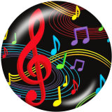 20MM   Music  Print   glass  snaps buttons