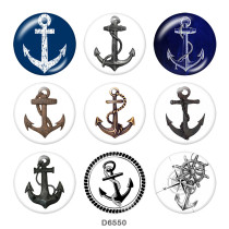 20MM  Ship's   anchor   Print   glass  snaps buttons Beach Ocean