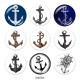 20MM  Ship's   anchor   Print   glass  snaps buttons Beach Ocean